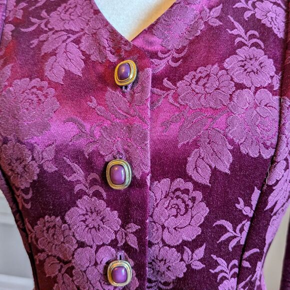 Vintage 90s Be Smart Burgundy Blazer Jacket Asymmetrical Dark Academia Size 3/4 - Picture 9 of 12